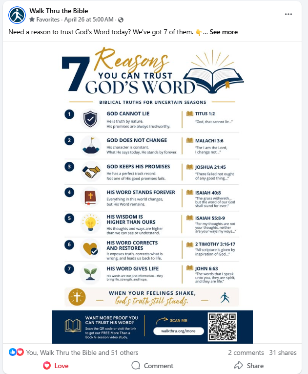 7 Reasons You Can Trust God's Word — high-engagement carousel